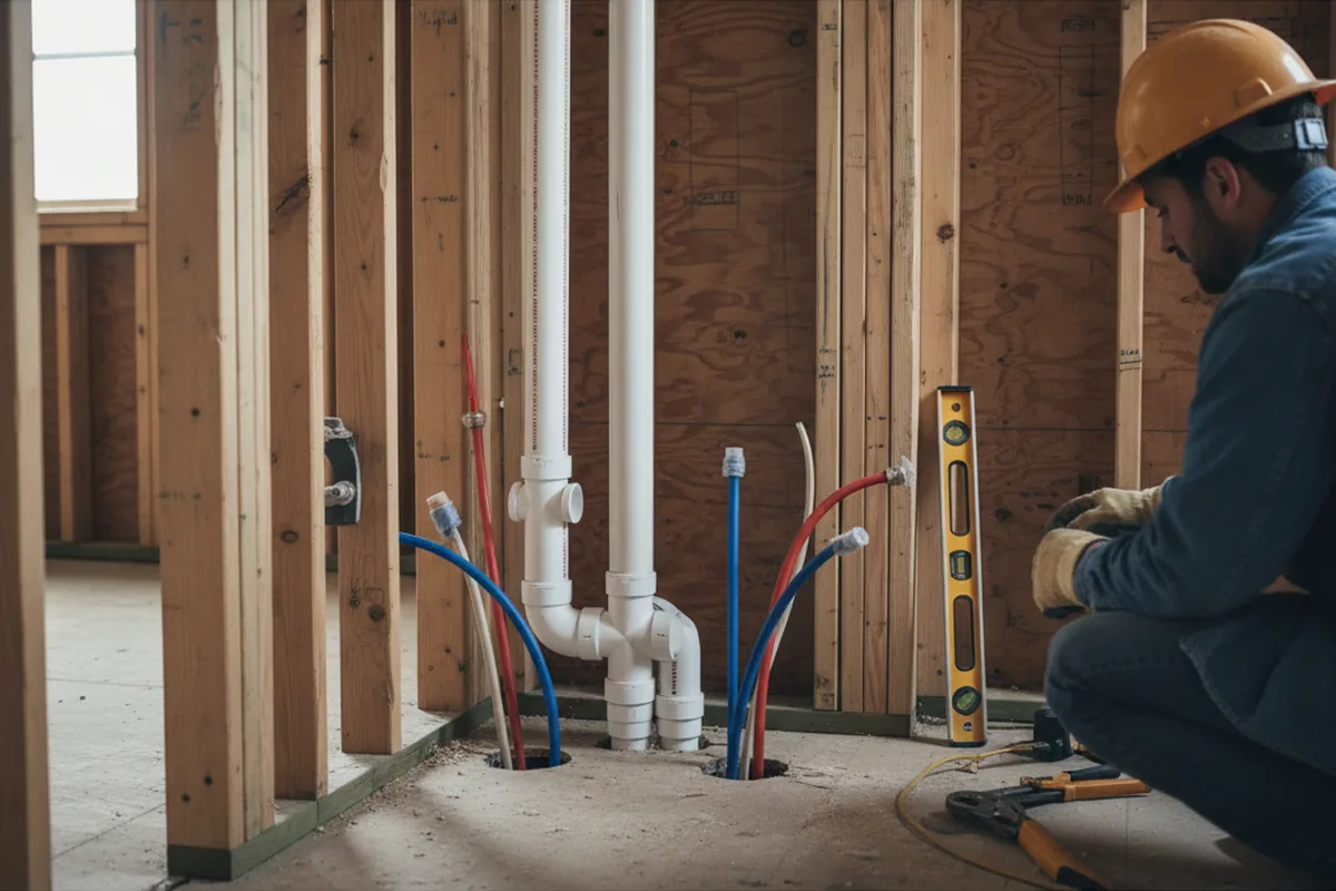 Drain and supply rough-in during Leak Detection in Fiskdale